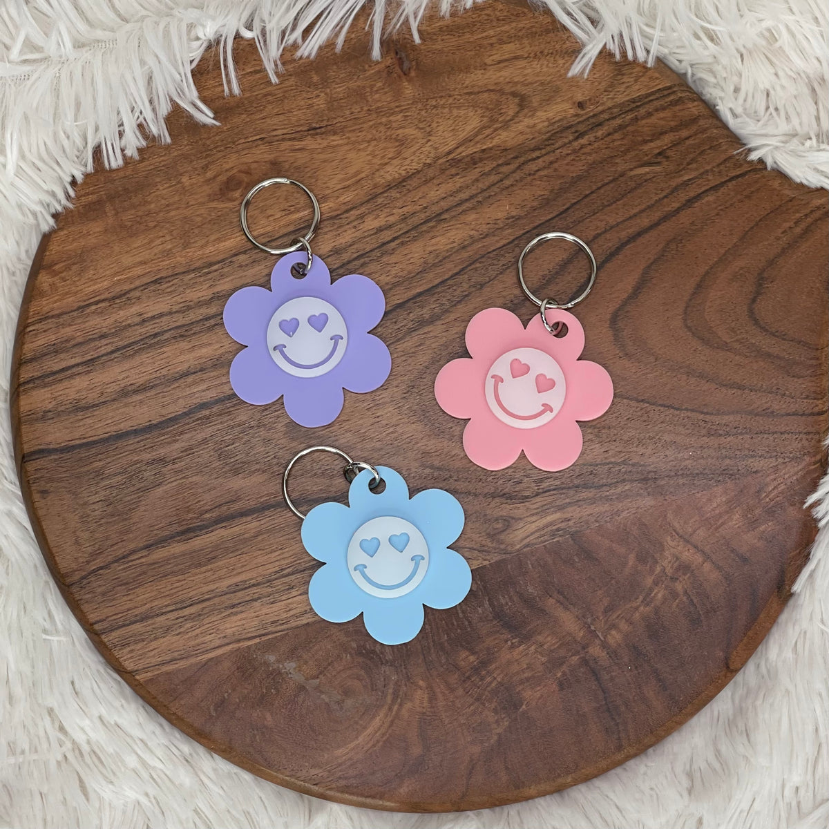 Smiley Face Acrylic Keychain