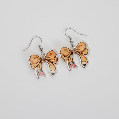 Pencil Bow Dangle - Earrings