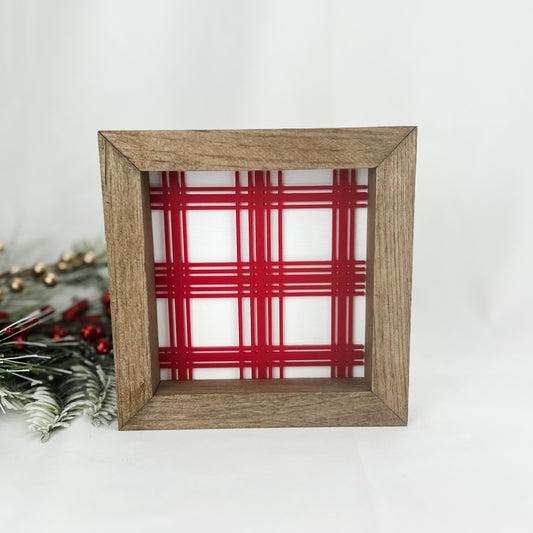 Red Plaid - 6" Square Sign