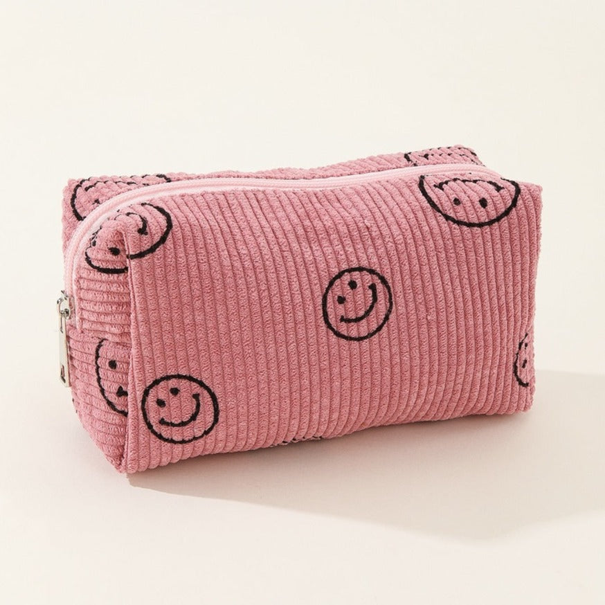 Smiley Face - Corduroy Cosmetic Bag