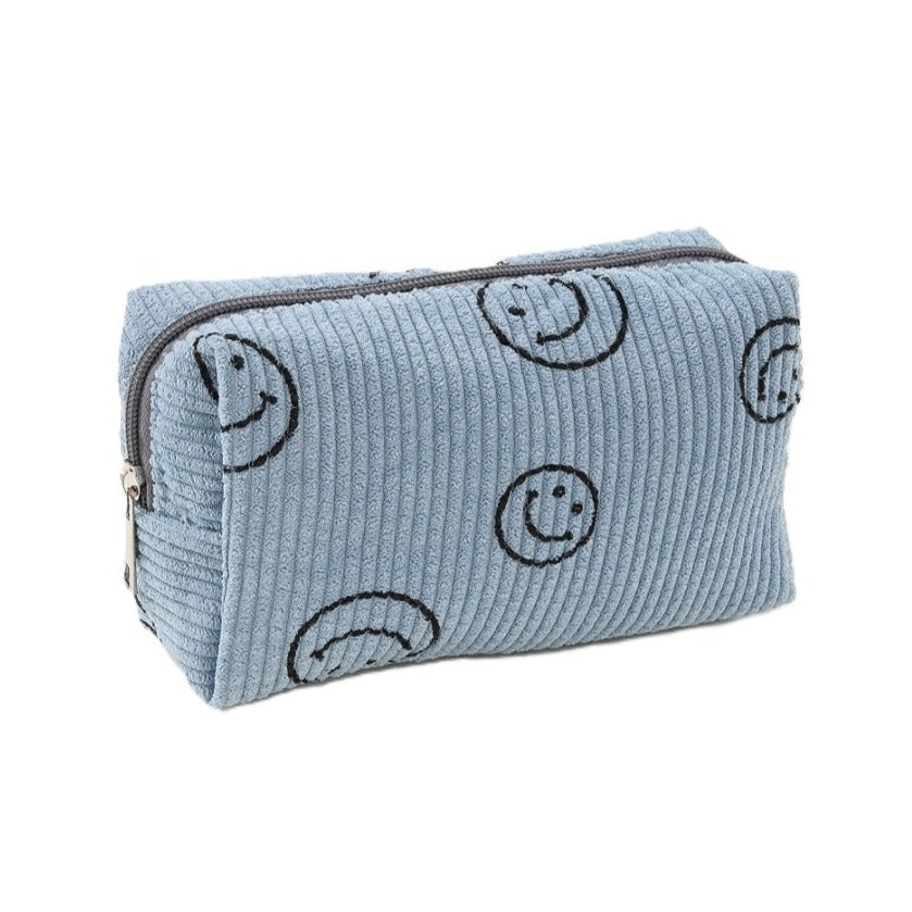 Smiley Face - Corduroy Cosmetic Bag