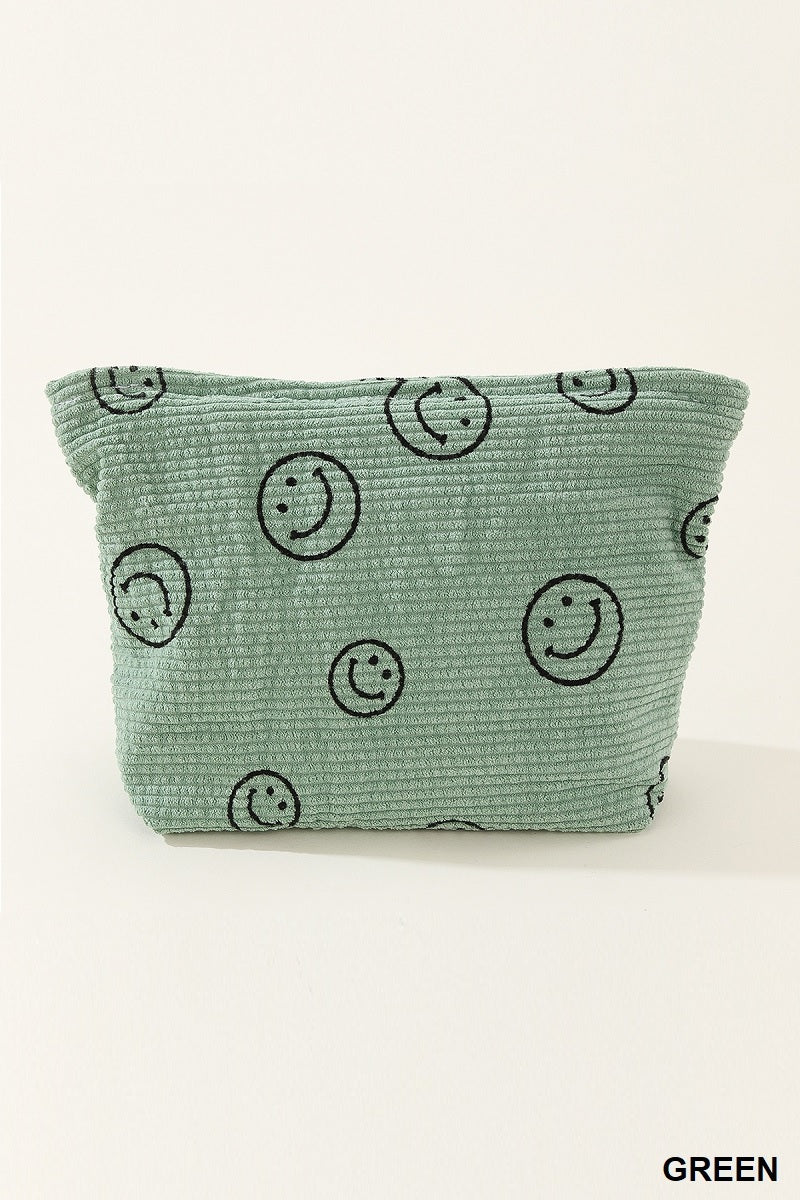 Smiley Face - Corduroy Makeup Bag