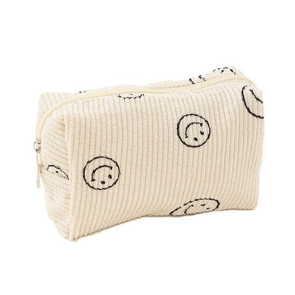 Smiley Face - Corduroy Cosmetic Bag