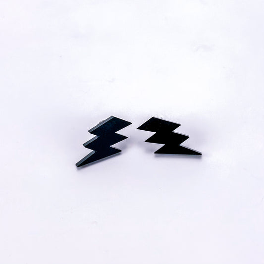 Black Lightening Bolt - Acrylic Studs