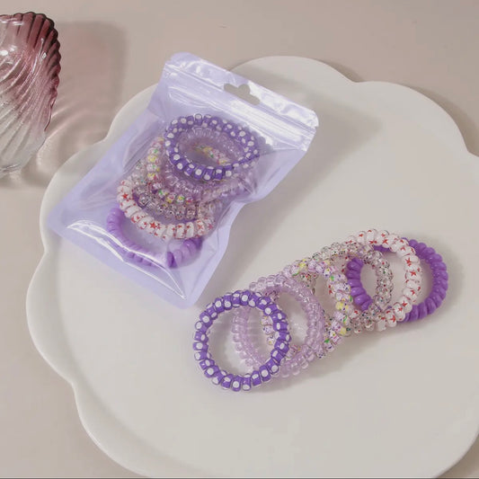 Color Hair Tie Set - Purple