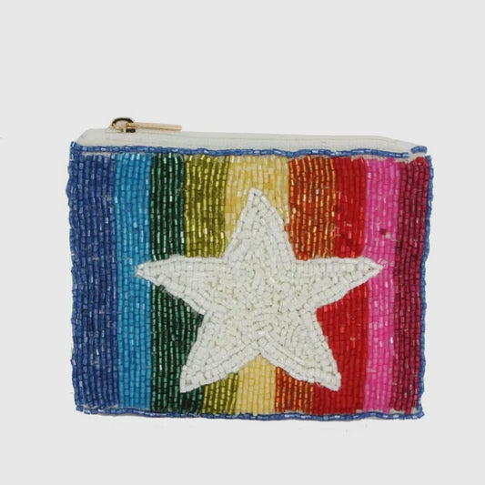 Beaded Coin Purse - Rainbow Star