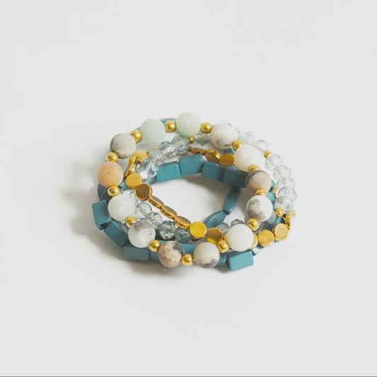 Teal/Gold Bracelet Stack