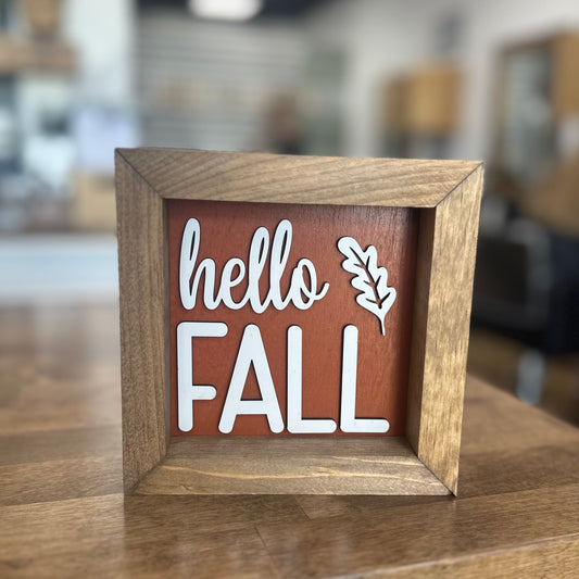 Hello Fall - 6" Square Sign