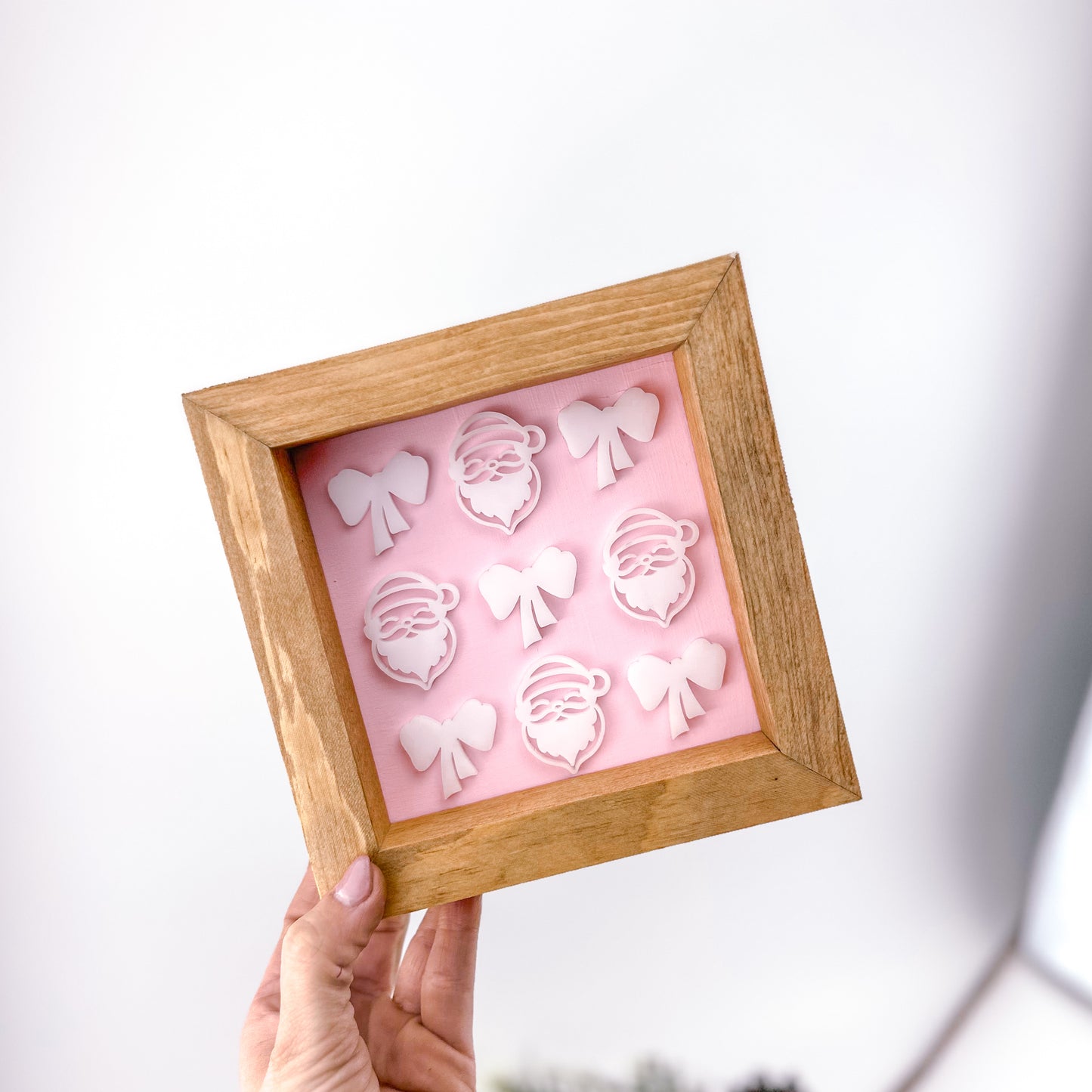 Pink Santa Bows - 6" Square Sign