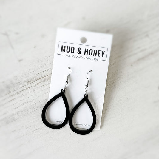 Black Teardrop - Acrylic Earrings