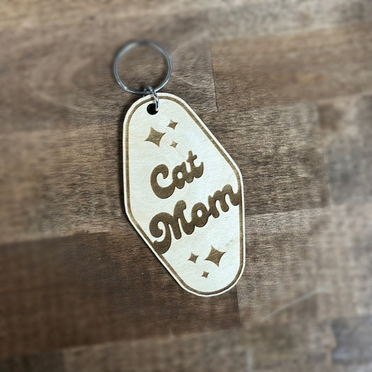 Cat Mom - Retro Keychain